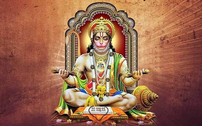 Lord Hanuman meditating with Rama in his heart