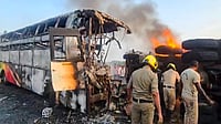 13 Killed, 22 Injured After Bus-Tipper Collision Sparks Fire in Andhra’s Markapuram Photo: PTI : Rescue operation underway after a private bus caught fire, in Rayavaram, Andhra Pradesh, Thursday, March 26, 2026. At least 14 people were killed and 23 injured in the incident