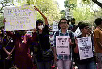Activists, Students Protest Passage Of Transgender Persons (Protection Of Rights) Amendment Bill, 2026 | Photo: Vikram Sharma/Outlook : Supporters of the LGBTQIA+ community hold placards during a protest against the passage of the Transgender Persons (Protection of Rights) Amendment Bill, 2026, at Jantar Mantar in New Delhi.
