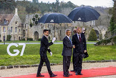 Union External Affairs Minister S Jaishankar during the G7 Foreign Ministers' Meeting session, in France. 