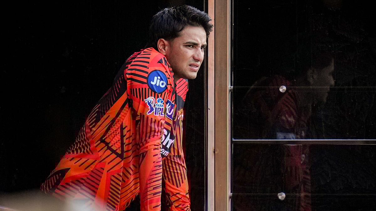 PTI/Shailendra Bhojak : Sunrisers Hyderabad's Abhishek Sharma during a practice session ahead of their Indian Premier League 2026 match against Royal Challengers Bengaluru, at M. Chinnaswamy Stadium in Bengaluru.