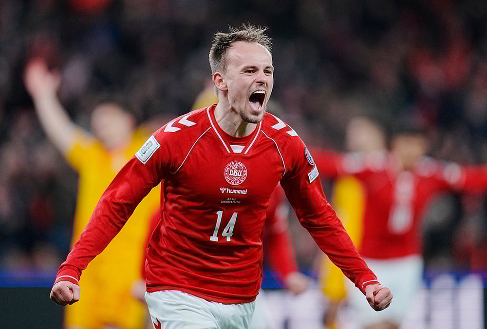 Denmark vs North Macedonia UEFA Playoff Semi-Finals-Mikkel Damsgaard 