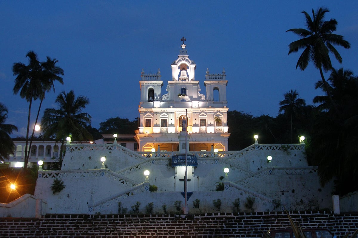 Goas Immaculate Conception Church at night