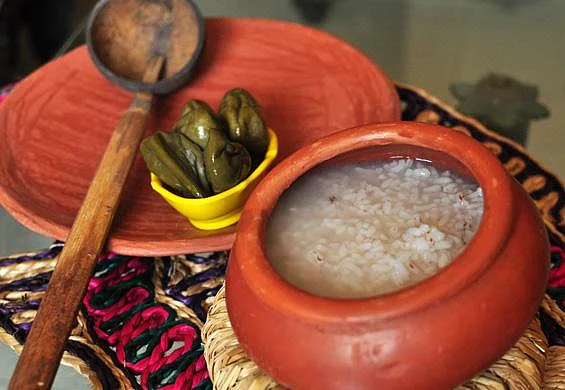Traditional Goan Pez (rice kanji) in a clay pot