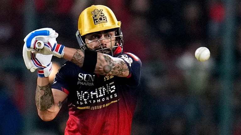 Royal Challengers Bengaluru's Virat Kohli plays a shot during the Indian Premier League cricket match between Royal Challengers Bengaluru and Sunrisers Hyderabad in Bengaluru, India, Saturday, March 28, 2026. - AP Photo/Aijaz Rahi