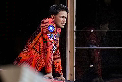 Sunrisers Hyderabad’s Abhishek Sharma during a practice session ahead of the Indian Premier League (IPL) 2026 cricket match against Royal Challengers Bengaluru, at M. Chinnaswamy Stadium in Bengaluru.