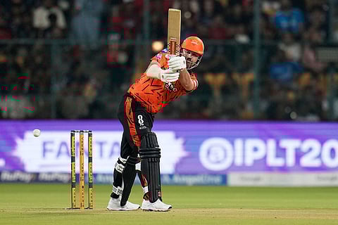 Sunrisers Hyderabad's Travis Head bats during the Indian Premier League cricket match between Royal Challengers Bengaluru and Sunrisers Hyderabad in Bengaluru, India.