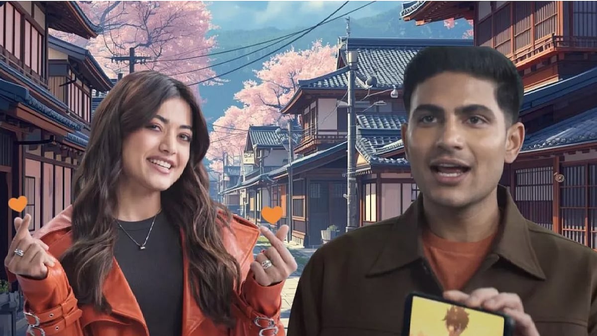 Crunchyroll India ad with Rashmika Mandanna, Shubman Gill - Instagram 