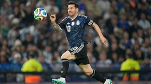 | Photo: AP/Gustavo Garello : Argentina's Lionel Messi runs during a friendly match against Mauritania in Buenos Aires, Argentina, Friday, March 27, 2026.