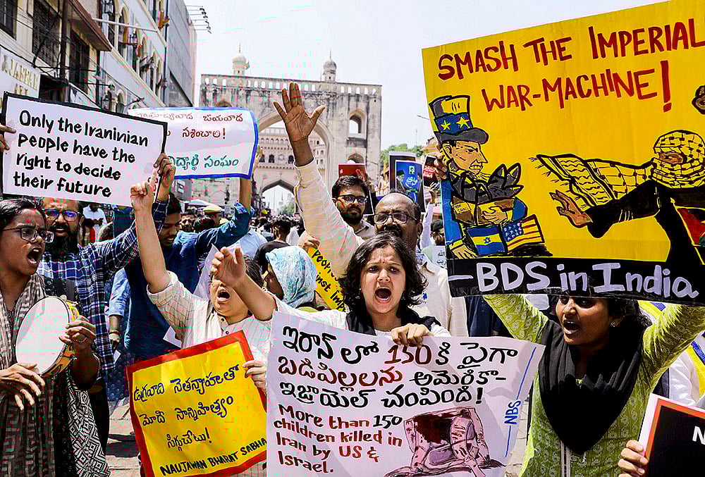 West Asia conflict: Protest in Hyd