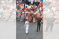 | Photo: Sandipan Chatterjee : Demanding Answers: Mamata Banerjee at the LPG-CNG protest in Kolkata
