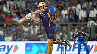 | Photo: AP/Rafiq Maqbool : Kolkata Knight Riders' Cameron Green plays a shot during the Indian Premier League cricket match between Mumbai Indians and Kolkata Knight Riders in Mumbai.