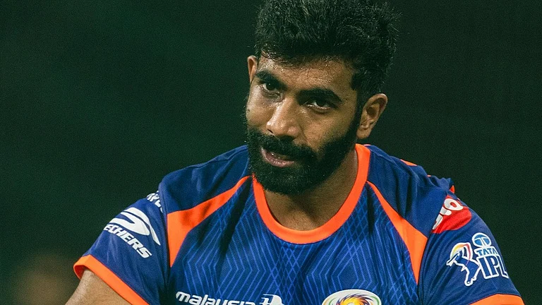 Jasprit Bumrah in Mumbai Indians training ahead of IPL 2026 clash against Kolkata Knight Riders. - mipaltan/X