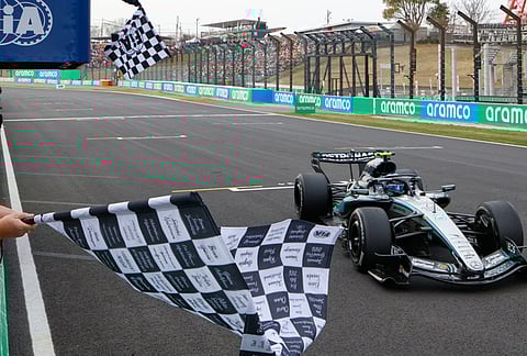 Mercedes driver Kimi Antonelli of Italy wins the the Japanese Formula One Grand Prix in Suzuki, Japan.