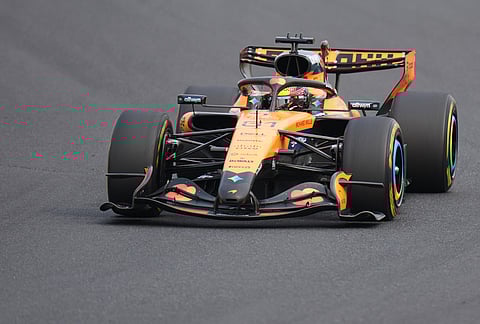 McLaren driver Oscar Piastri of Australia steers his car during the Japanese Formula One Grand Prix at Suzuka in central Japan.