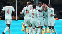 | Photo: AP/Charles Krupa : Kylian Mbappe of France, second right, celebrates after scoring the opening goal during the international friendly soccer match between Brazil and France in Foxborough, Mass, Thursday, March 26, 2026.