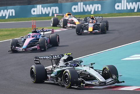 Mercedes driver Kimi Antonelli of Italy steers his car during the Japanese Formula One Grand Prix at Suzuka in central Japan.