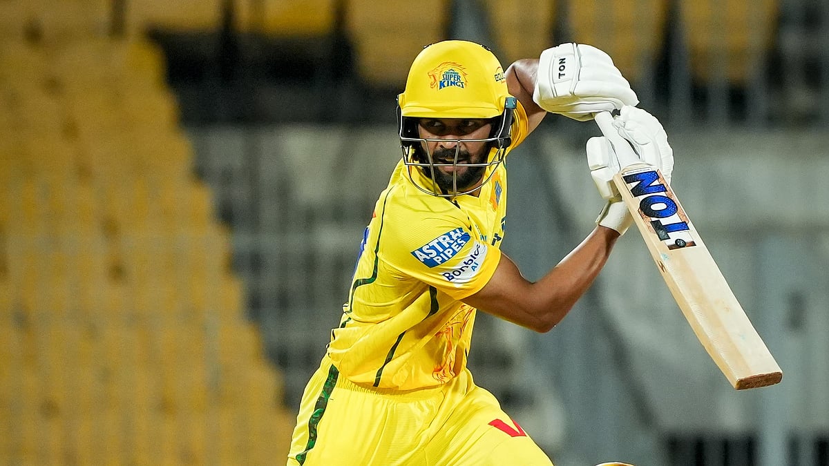Chennai Super Kings captain Ruturaj Gaikwad in training match ahead of IPL 2026 clash with Rajasthan Royals at Barasapara cricket stadium.  - ChennaiIPL/X