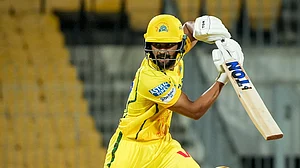 ChennaiIPL/X : Chennai Super Kings captain Ruturaj Gaikwad in training match ahead of IPL 2026 clash with Rajasthan Royals at Barasapara cricket stadium.