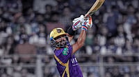 KKRiders/X : Ajinkya Rahane in action for KKR against MI during IPL 2026 clash at the Wankhede Stadium in Mumbai. 