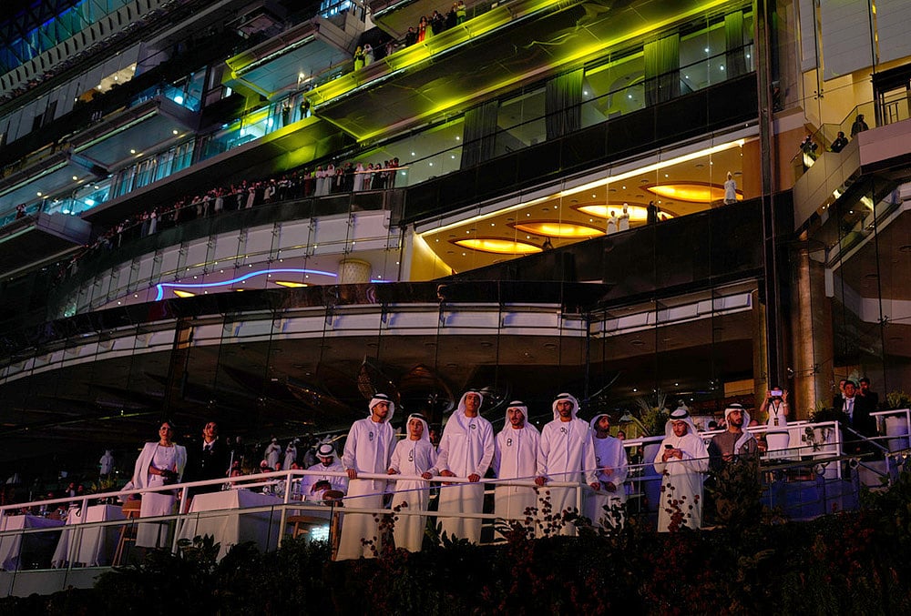 Glamour at the Dubai World Cup horse race but thinner crowds due to Iran war-Emirati men