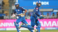 | Photo: AP/Rafiq Maqbool : Mumbai Indians' Rohit Sharma, left, and Ryan Rickelton run between the wickets during the Indian Premier League cricket match between Mumbai Indians and Kolkata Knight Riders in Mumbai, India, Sunday, March 29, 2026.