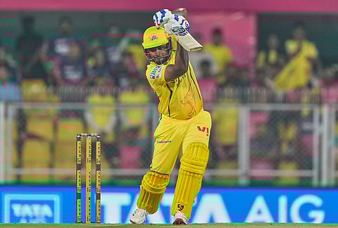 Chennai Super Kings' Sanju Samson plays a shot during the Indian Premier League cricket match between Chennai Super Kings and Rajasthan Royals in Guwahati.