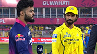 IPL/X : Riyan Parag and Ruturaj Gaikwad at the RR vs CSK IPL 2026 match toss at the Barsapara Stadium in Guwahati.