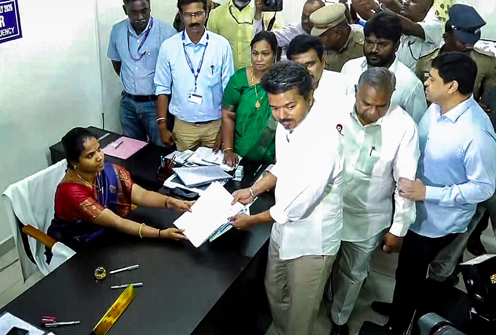 TVK chief Vijay files his nomination