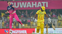 AP : Rajasthan Royals' Nandre Burger, left, celebrates the wicket of Chennai Super Kings' Sanju Samson during their Indian Premier League match in Guwahati.