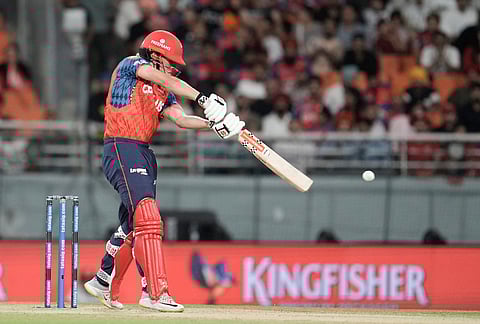 Punjab Kings' Cooper Connolly plays a shot during the Indian Premier League cricket match between Gujarat Titans and Punjab Kings in New Chandigarh.