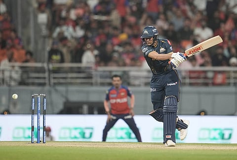 Gujarat Titans' captain Shubman Gill plays a shot during the Indian Premier League cricket match between Gujarat Titans and Punjab Kings in New Chandigarh.