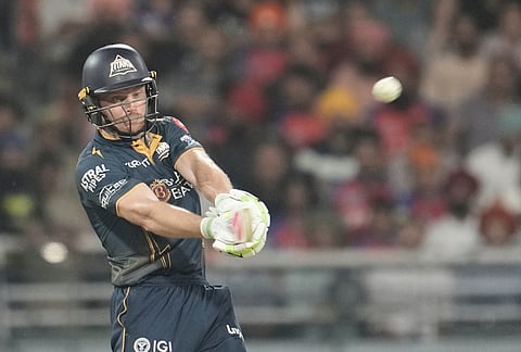 Gujarat Titans' Jos Buttler plays a shot during the Indian Premier League cricket match between Gujarat Titans and Punjab Kings in New Chandigarh.