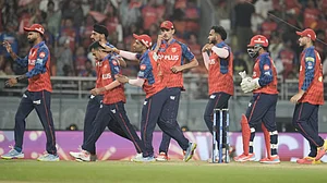 AP Photo : Punjab Kings' Yuzvendra Chahal , second from left, celebrates with teammates the wicket of Gujarat Titans' captain Shubman Gill during the Indian Premier League cricket match between Gujarat Titans and Punjab Kings in New Chandigarh, India, Tuesday, March 31, 2026