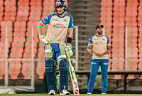 | Photo: Handout via PTI : Gujarat Titans' Jos Buttler during a practice session ahead of an Indian Premier League (IPL) T20 cricket match, in Ahmedabad. 