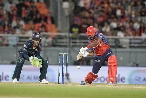 Punjab Kings' captain Shreyas Iyer plays a shot during the Indian Premier League cricket match between Gujarat Titans and Punjab Kings in New Chandigarh.