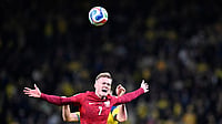 (Pontus Lundahl/TT via AP) : Poland's Karol Swiderski during a World Cup qualifying playoff final soccer match between Sweden and Poland in Stockholm, Tuesday, March 31, 2026.