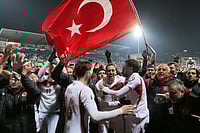 Kosovo Vs Türkiye, FIFA World Cup 2026: Bizim Cocuklar Seal First WC Spot In 24 Years AP/Visar Kryeziu : Turkey's players celebrate after winning the World Cup qualifying playoff final soccer match between Kosovo and Turkey in Pristina, Kosovo.