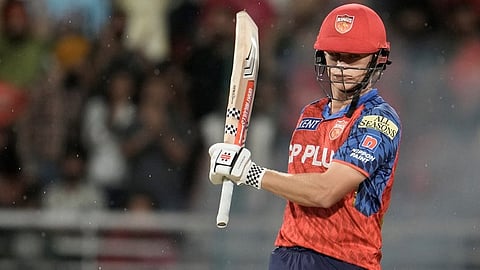 Punjab Kings' Cooper Connolly celebrates his fifty runs during the Indian Premier League cricket match between Gujarat Titans and Punjab Kings in New Chandigarh.