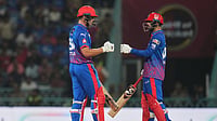 LSG Vs DC Live Cricket Score, IPL 2026: Rizvi, Stubbs Stabilize Innings; Delhi Capitals 113/4 (15 Ovs) AP Photo/Manish Swarup : Delhi Capitals' Sameer Rizvi, right, and batting partner Tristan Stubbs encourage each other during the Indian Premier League cricket match between Lucknow Super Giants and Delhi Capitals in Lucknow, India, Wednesday, April 1, 2026.