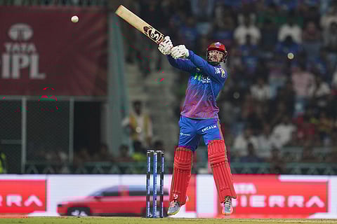 Delhi Capitals' Sameer Rizvi bats during the Indian Premier League cricket match between Lucknow Super Giants and Delhi Capitals in Lucknow, India.