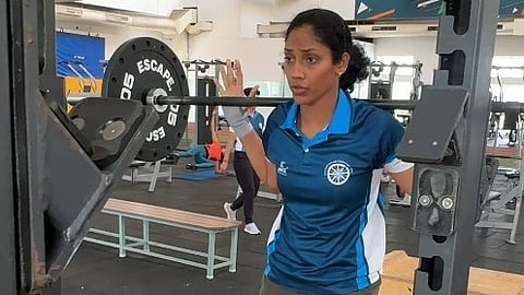 Sonali Shingate training at the national camp in IIS Bellary.