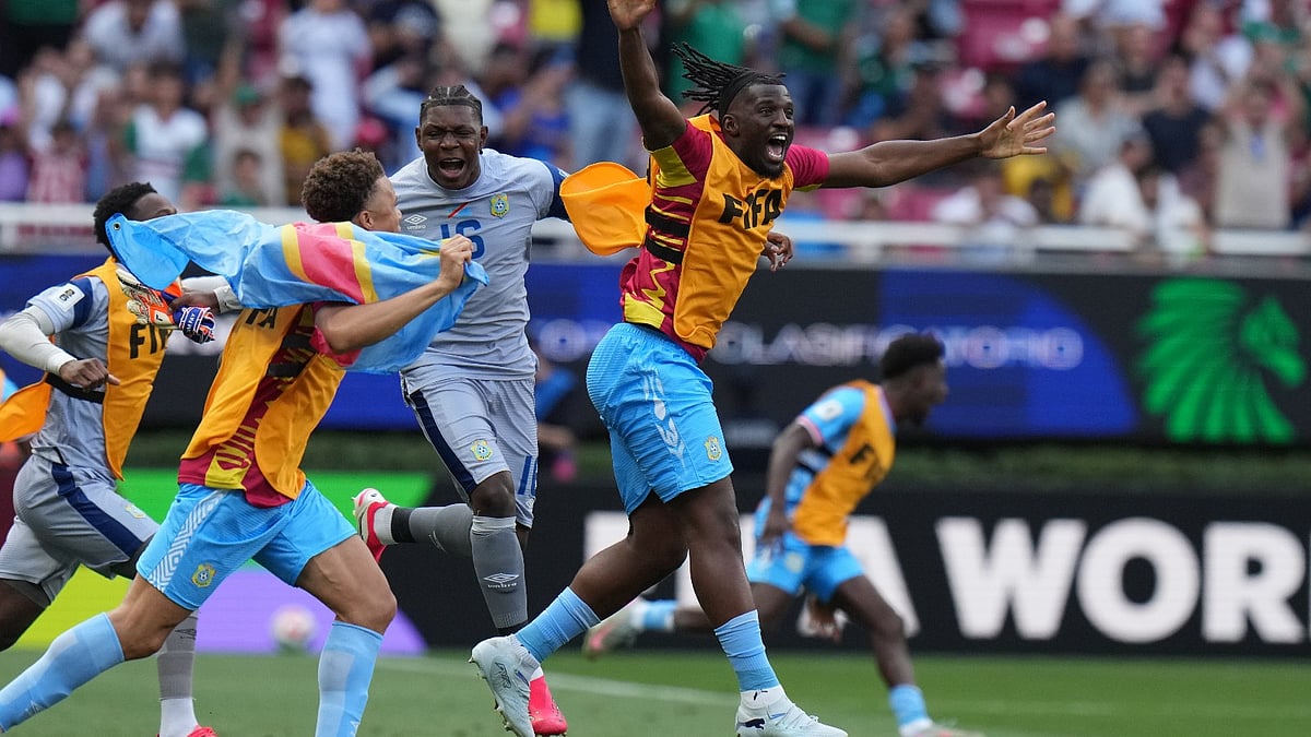 DR Congo's players celebrate at the end of the World Cup playoff final soccer match between DR Congo and Jamaica in Guadalajara, Mexico, Tuesday, March 31, 2026.  - AP Photo/Eduardo Verdugo