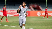 Nepal 0-1 Bangladesh LIVE Score, SAFF U20 Championship 2026 SF: Manik's Strike Keeps Bengal Tigers Ahead At Break | Photo: Instagram/thebafufe : Bangladesh's Md Manik celebrates after scoring against Nepal during their SAFF U20 Championship match on April 1, 2026.