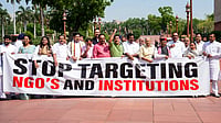 Assembly Elections 2026: Why The BJP in Kerala Is Hurt By The Centre’s Move To Amend The FCRA Source: PTI : Opposition MPs Hibi Eden, Prashant Padole, Dean Kuriakose, Supriya Sule, and others, stage a protest during the second part of the Budget session of Parliament, in New Delhi, Wednesday, April 1, 2026.