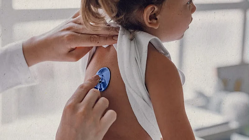 A young child getting a medical checkup