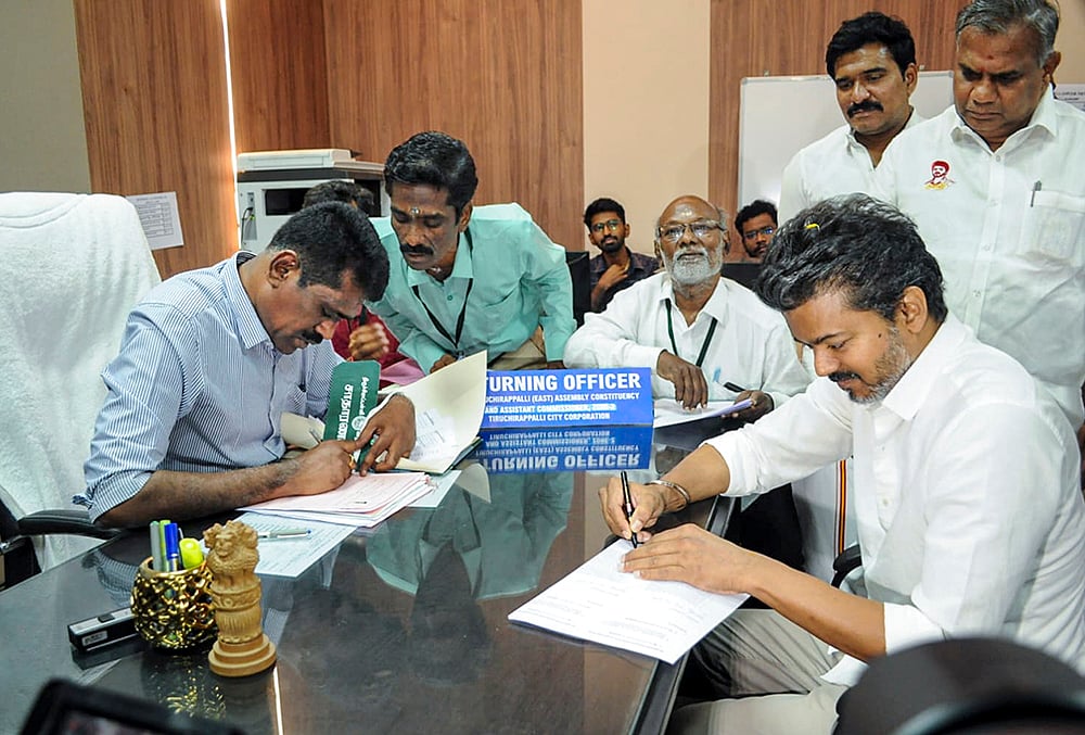 TN polls: Vijay files nomination from Trichy East