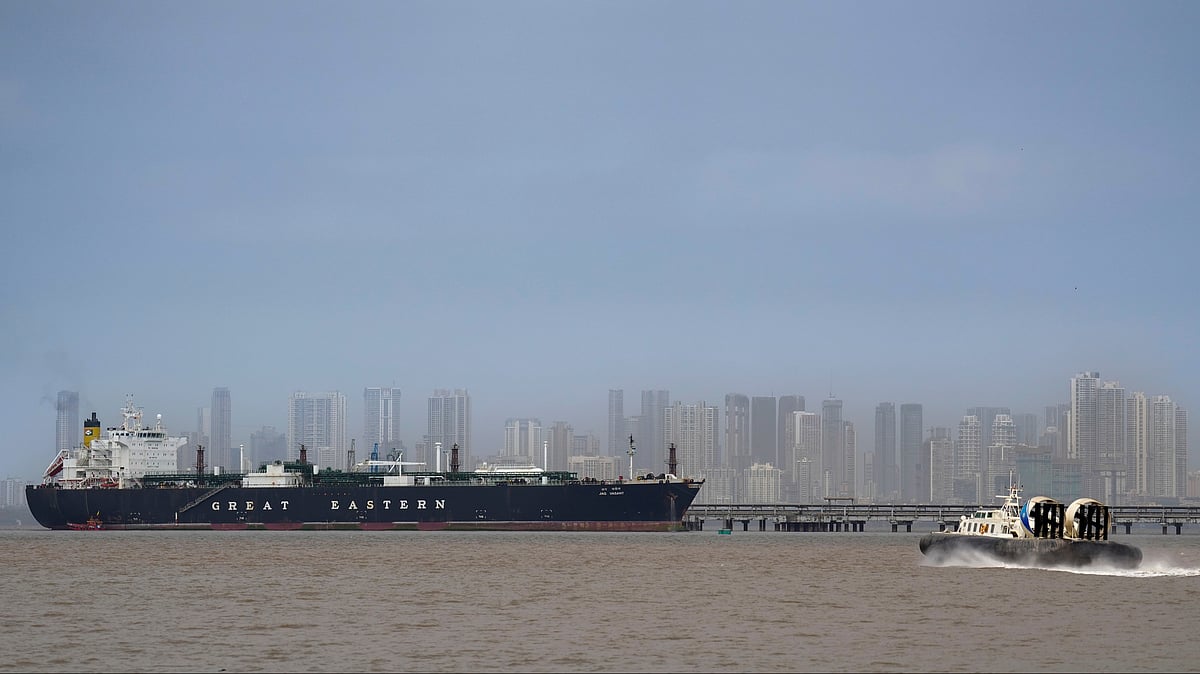 Mumbai: Indian tanker 'Jag Vasant', owned by Great Eastern Shipping Company Ltd, after clearing the Strait of Hormuz, is seen anchored at the liquefied petroleum gas (LPG) discharge terminal, in Mumbai, Wednesday, April 1, 2026. - PTI: Kunal Patil