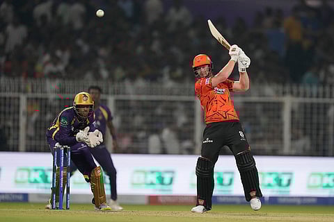 Sunrisers Hyderabad's Heinrich Klaasen hits a boundary during the Indian Premier League cricket match between Kolkata Knight Riders and Sunrisers Hyderabad in Kolkata, India.