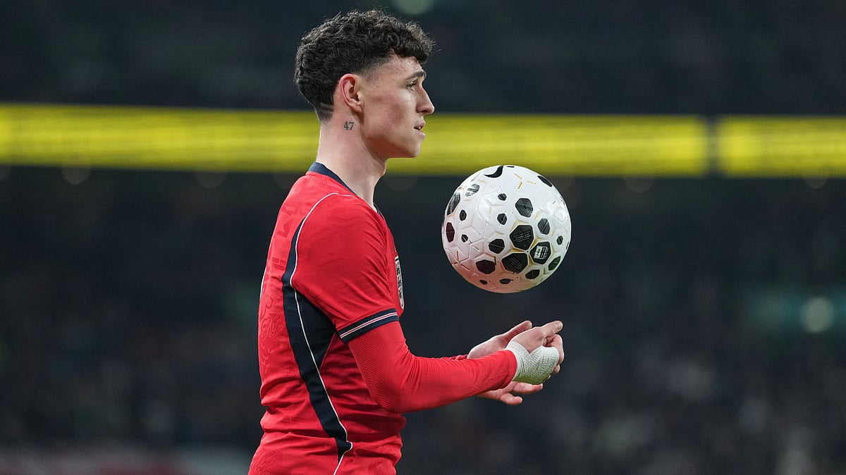 England's Phil Foden holds the ball during the international friendly soccer match between England and Uruguay in London, Friday, March 27, 2026. - | Photo: AP/Alastair Grant